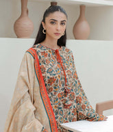 Shirt Shalwar Dupatta - Beige - Karandi Suit - 0748